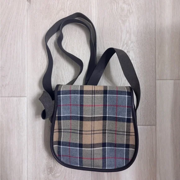 Barbour Tartan Cotton & Leather Crossbody Bag w/ Adjustable Strap - Picture 5 of 5